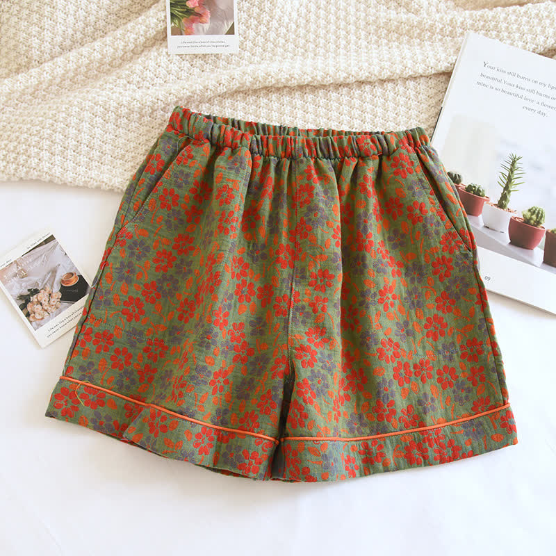 Pantaloncini da pigiama in garza di cotone con elastico in vita