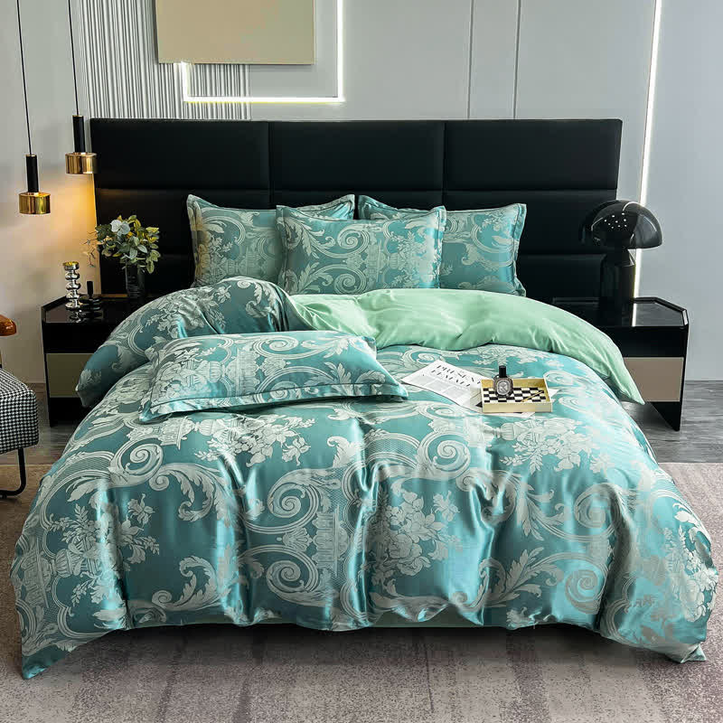 Set di biancheria da letto traspirante di lusso in raso jacquard (4 pezzi)