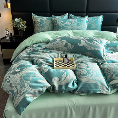 Set di biancheria da letto traspirante di lusso in raso jacquard (4 pezzi)