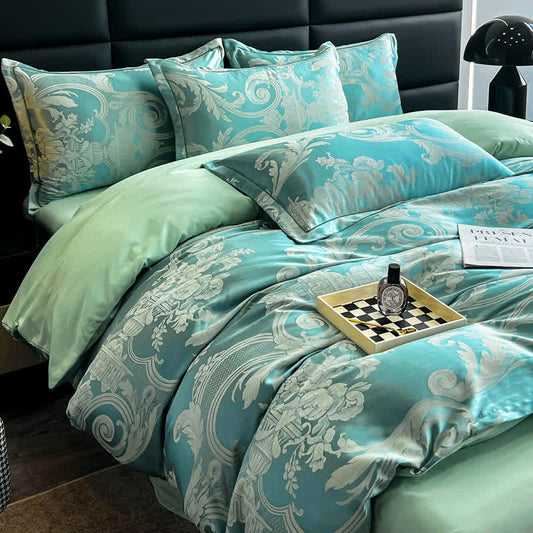 Set di biancheria da letto traspirante di lusso in raso jacquard (4 pezzi)