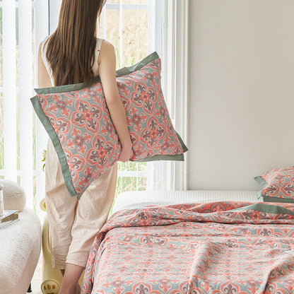 Trapunta reversibile in garza di cotone Jacquard Chic
