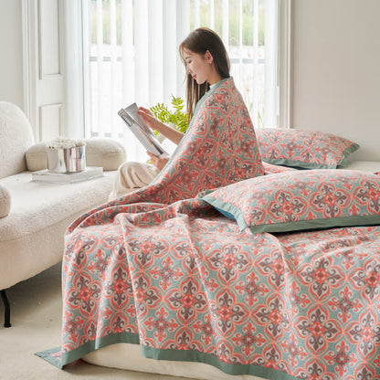Trapunta reversibile in garza di cotone Jacquard Chic