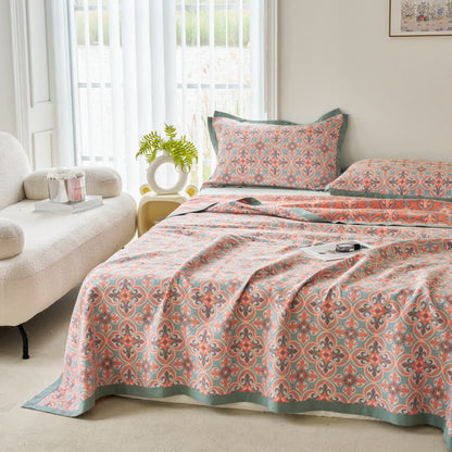 Trapunta reversibile in garza di cotone Jacquard Chic