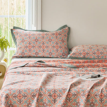 Trapunta reversibile in garza di cotone Jacquard Chic