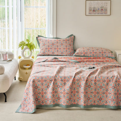 Trapunta reversibile in garza di cotone Jacquard Chic