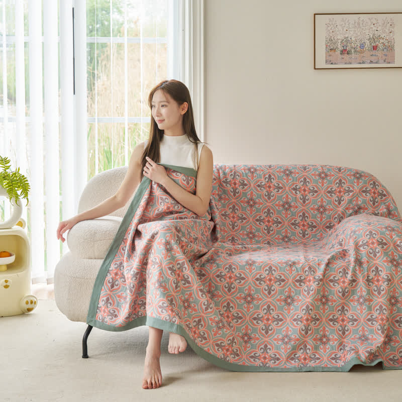 Trapunta reversibile in garza di cotone Jacquard Chic