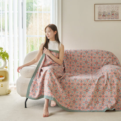Trapunta reversibile in garza di cotone Jacquard Chic