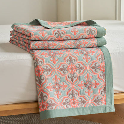 Trapunta reversibile in garza di cotone Jacquard Chic