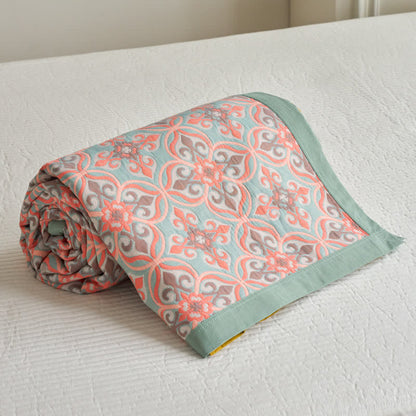 Trapunta reversibile in garza di cotone Jacquard Chic
