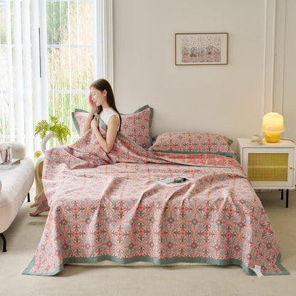 Trapunta reversibile in garza di cotone Jacquard Chic