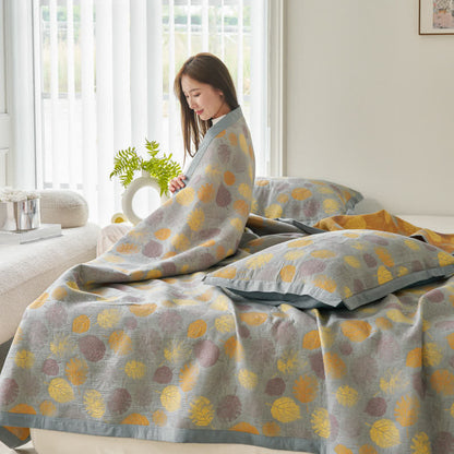 Trapunta reversibile a foglia in garza di cotone jacquard