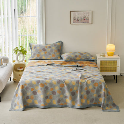 Trapunta reversibile a foglia in garza di cotone jacquard