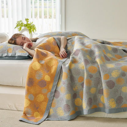Trapunta reversibile a foglia in garza di cotone jacquard
