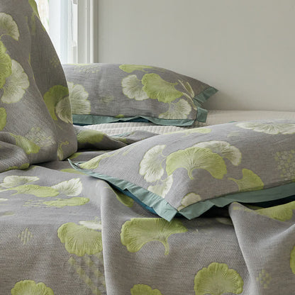 Trapunta in puro cotone con foglie di ginkgo in stile fresco