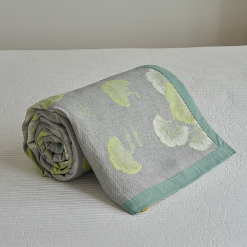Trapunta in puro cotone con foglie di ginkgo in stile fresco
