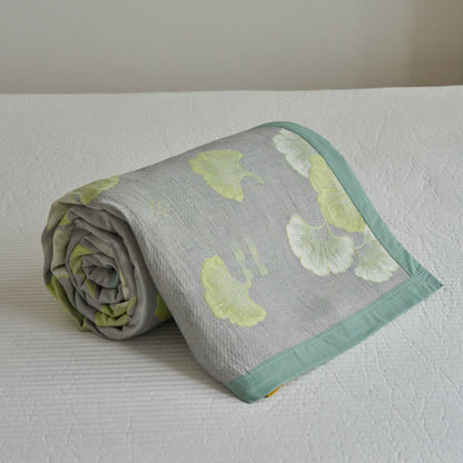 Trapunta in puro cotone con foglie di ginkgo in stile fresco