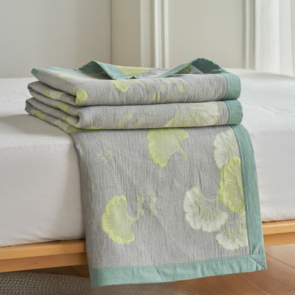 Trapunta in puro cotone con foglie di ginkgo in stile fresco