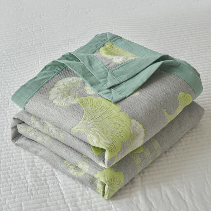 Trapunta in puro cotone con foglie di ginkgo in stile fresco