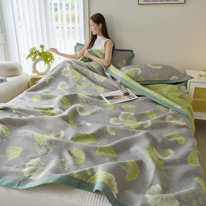 Trapunta in puro cotone con foglie di ginkgo in stile fresco