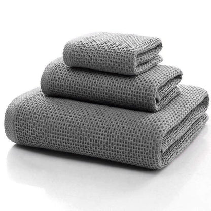 Set di asciugamani quadrati in cotone Ownkoti Simple con trama a nido d'ape (confezione da 3)
