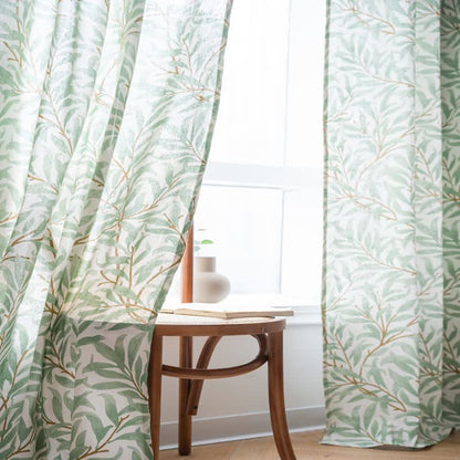 Tenda decorativa filtrante per la luce con foglie verdi