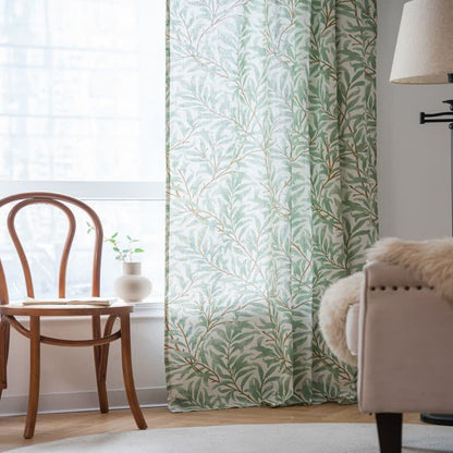 Tenda decorativa filtrante per la luce con foglie verdi