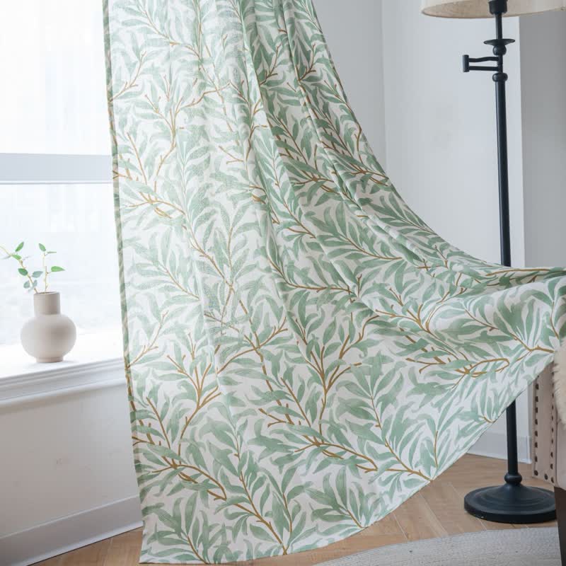 Tenda decorativa filtrante per la luce con foglie verdi