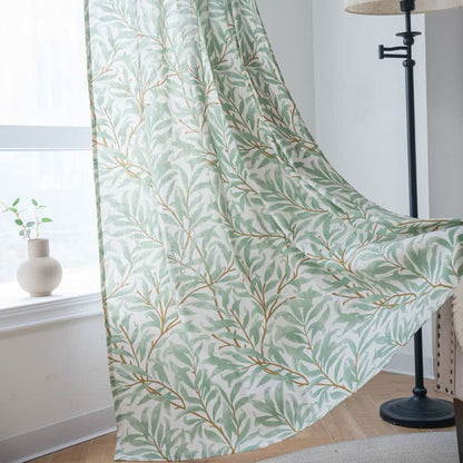 Tenda decorativa filtrante per la luce con foglie verdi