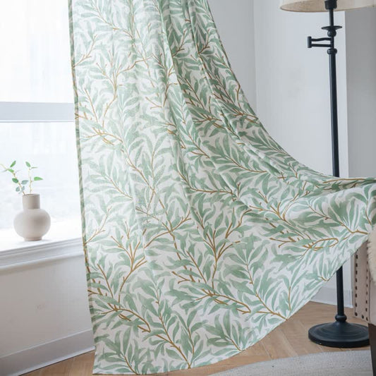 Tenda decorativa filtrante per la luce con foglie verdi
