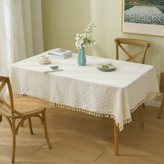 Tovaglia decorativa in cotone con margherite pastorali
