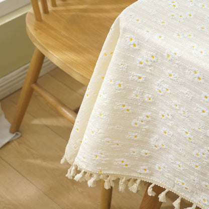 Tovaglia decorativa in cotone con margherite pastorali