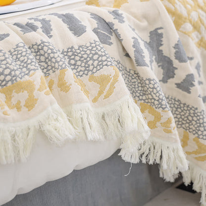 Trapunta con nappe in garza di puro cotone con stampa leopardata