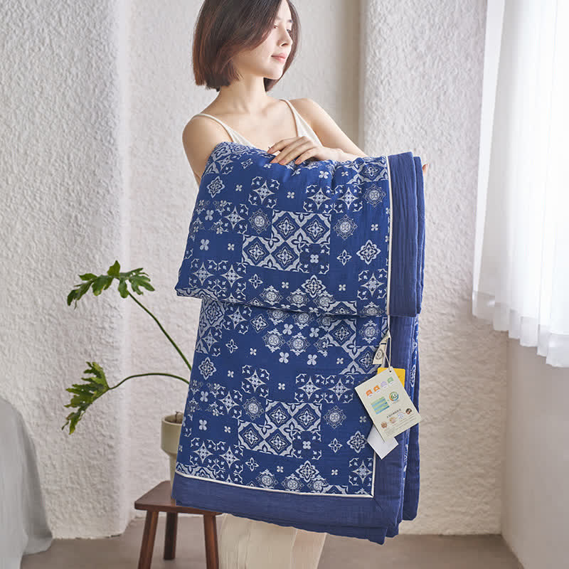 Trapunta morbida in puro cotone jacquard retrò