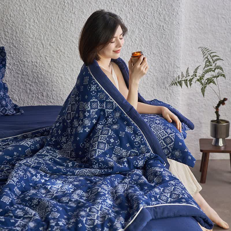 Trapunta morbida in puro cotone jacquard retrò