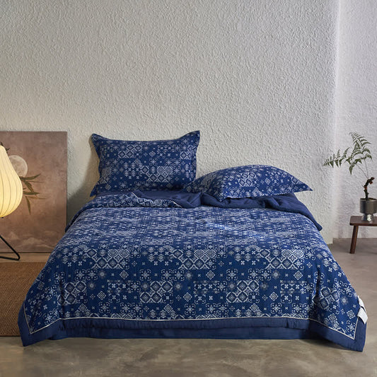 Trapunta morbida in puro cotone jacquard retrò