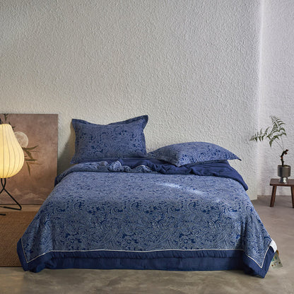 Collezione di biancheria da letto in garza di cotone retrò blu scuro