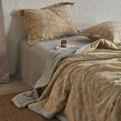Collezione di biancheria da letto in garza di cotone floreale neutra