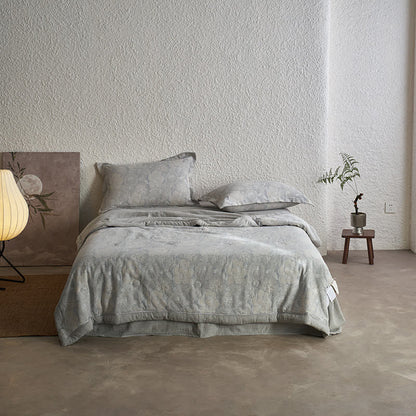 Collezione di biancheria da letto in garza di cotone floreale neutra