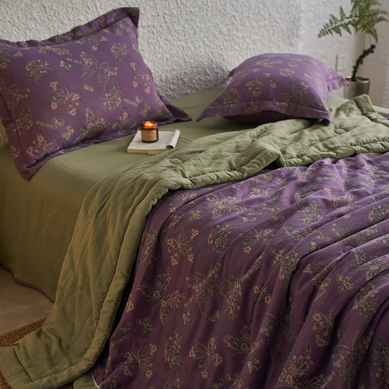 Elegante biancheria da letto a farfalla in garza di cotone jacquard