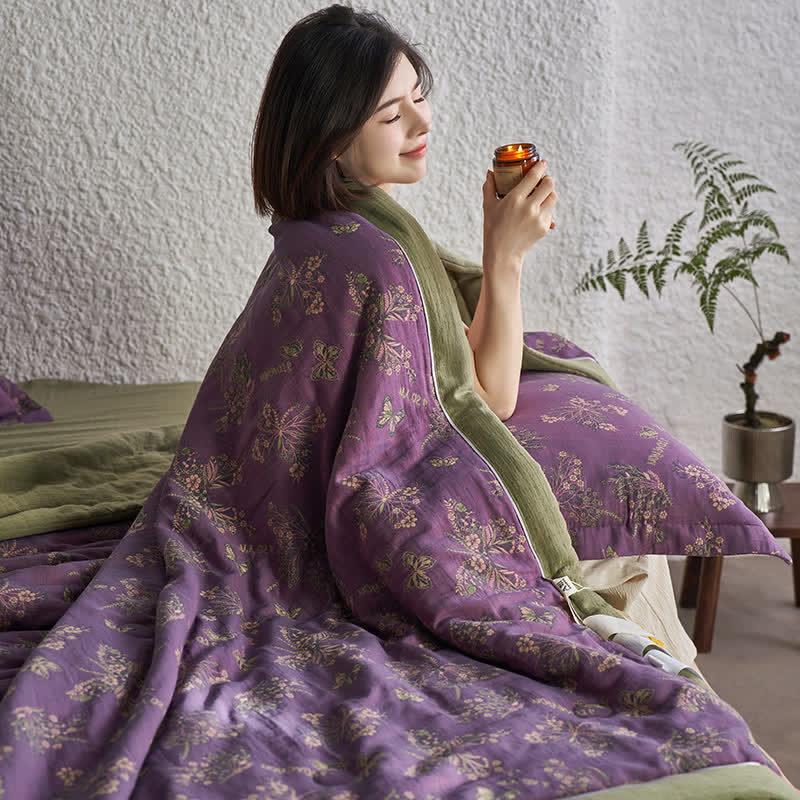 Elegante biancheria da letto a farfalla in garza di cotone jacquard