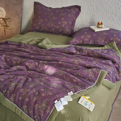 Elegante biancheria da letto a farfalla in garza di cotone jacquard