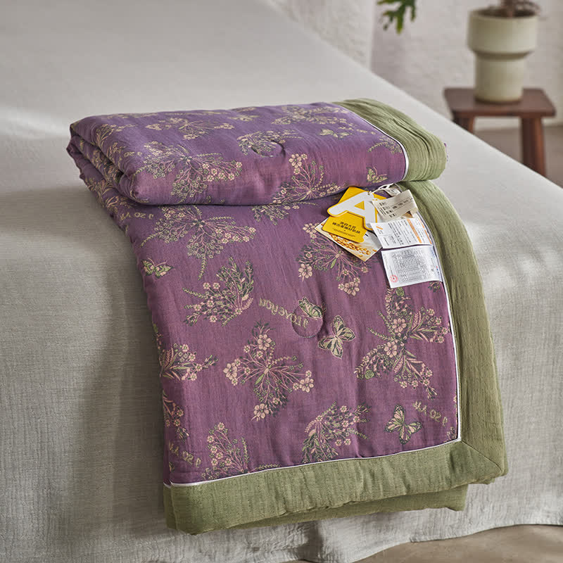 Elegante biancheria da letto a farfalla in garza di cotone jacquard