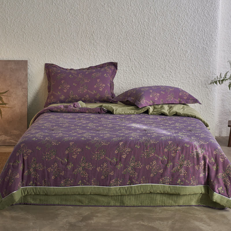 Elegante biancheria da letto a farfalla in garza di cotone jacquard