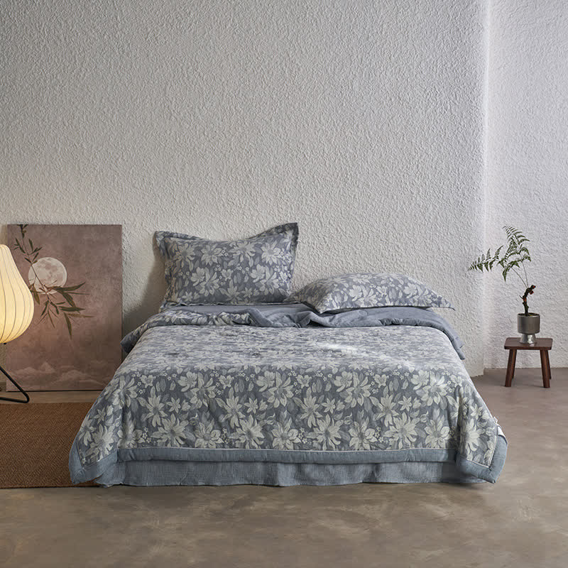 Biancheria da letto con fiori in fiore in garza di cotone a doppio strato