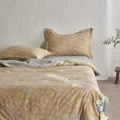 Collezione di biancheria da letto in garza di cotone floreale neutra