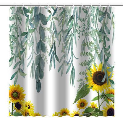 Tenda da doccia impermeabile con motivo rustico girasole e foglia