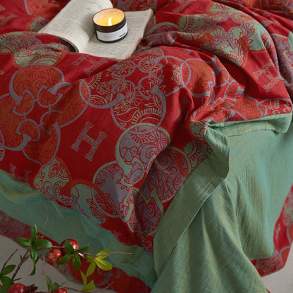 Set di biancheria da letto in stile retrò in jacquard di cotone (4 pezzi)