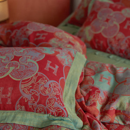 Set di biancheria da letto in stile retrò in jacquard di cotone (4 pezzi)