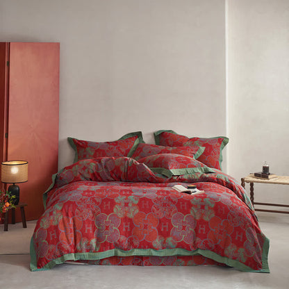Set di biancheria da letto in stile retrò in jacquard di cotone (4 pezzi)