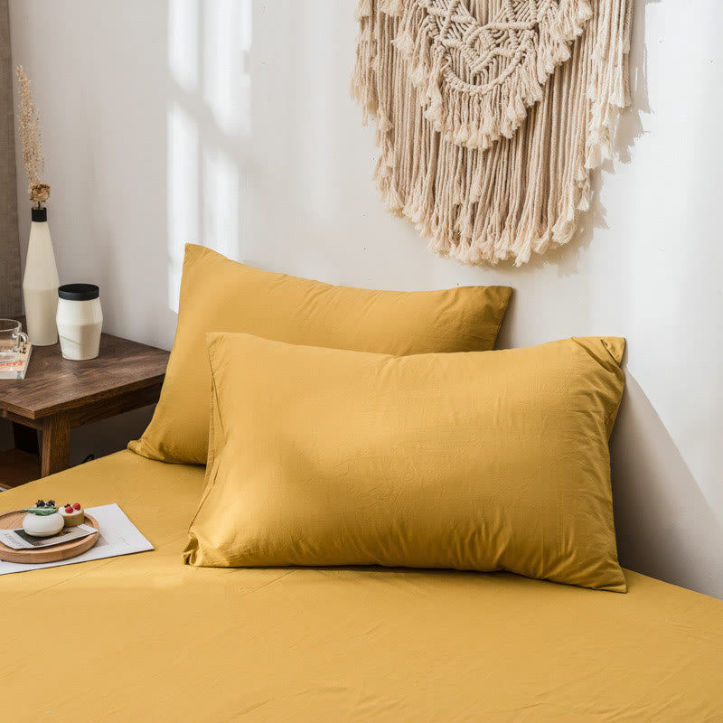 Federe semplici in morbido cotone (2 pezzi) - Giallo - 48 cm x 74 cm - image 0